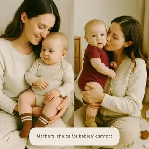 bistyle Baby Grip To'piqlik Paypoq 6 Juft | Yangi tug'ilgan chaqaloqlar uchun paypoq Organik paxta | Bolalar o'g'il bolalar qizlar to'piqlik - 7