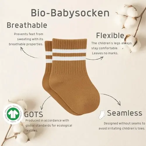 bistyle Baby Grip To'piqlik Paypoq 6 Juft | Yangi tug'ilgan chaqaloqlar uchun paypoq Organik paxta | Bolalar o'g'il bolalar qizlar to'piqlik - 1