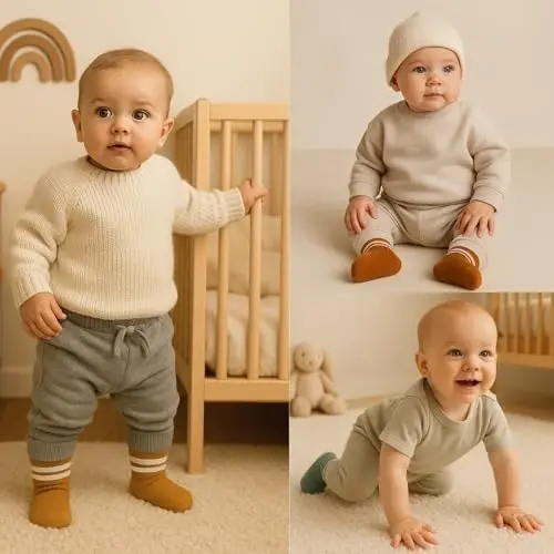 bistyle Baby Grip To'piqlik Paypoq 6 Juft | Yangi tug'ilgan chaqaloqlar uchun paypoq Organik paxta | Bolalar o'g'il bolalar qizlar to'piqlik - 2