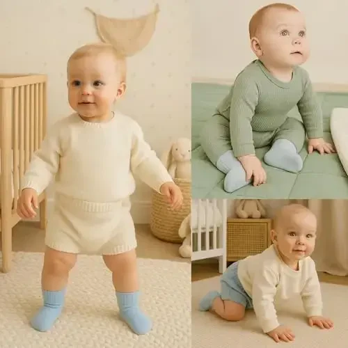 bistyle Baby Grip Ankle Socks 6 Pairs | Newborn Infant Toddlers Socks Organic Cotton | Kids Boys Girls Ankle - 6