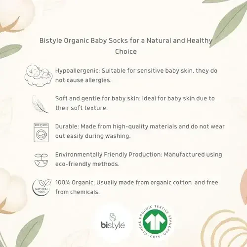 bistyle Baby Grip To'piqlik Paypoqlar 6 Juft | Yangi tug'ilgan chaqaloqlar uchun paypoqlar organik paxta | Bolalar o'g'il qizlar to'piqlik - 5