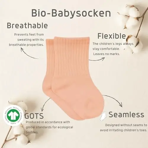 bistyle Baby Grip To'piqlik Paypoqlar 6 Juft | Yangi tug'ilgan chaqaloqlar uchun paypoqlar organik paxta | Bolalar o'g'il qizlar to'piqlik 