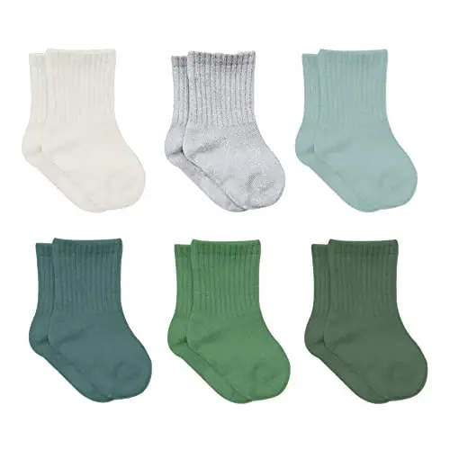bistyle Baby Grip Ankle Socks 6 Pairs | Newborn Infant Toddlers Socks Organic Cotton | Kids Boys Girls Ankle - 6