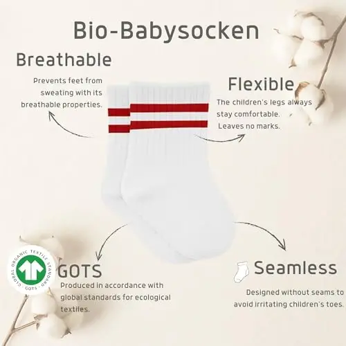 bistyle Baby Grip Ankle Socks 6 Pairs | Newborn Infant Toddlers Socks Organic Cotton | Kids Boys Girls Ankle 