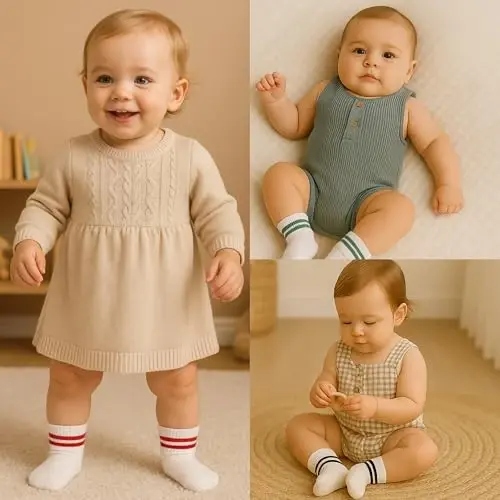 bistyle Baby Grip Ankle Socks 6 Pairs | Newborn Infant Toddlers Socks Organic Cotton | Kids Boys Girls Ankle - BISTYLE (1)