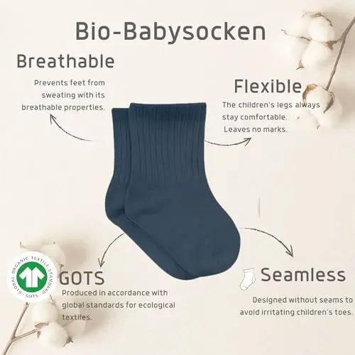 bistyle Baby Grip Ankle Socks 6 Pairs | Newborn Infant Toddlers Socks Organic Cotton | Kids Boys Girls Ankle 