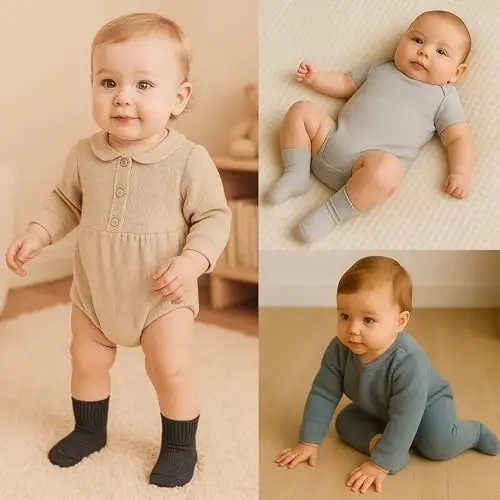 bistyle Baby Grip Ankle Socks 6 Pairs | Newborn Infant Toddlers Socks Organic Cotton | Kids Boys Girls Ankle - BISTYLE (1)