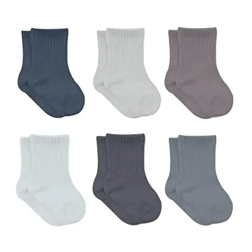 bistyle Baby Grip Ankle Socks 6 Pairs | Newborn Infant Toddlers Sock Organic Cotton | Kids Boys Girls Ankle - 6