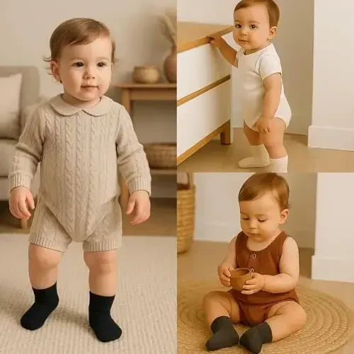 bistyle Baby Grip Ankle Socks 6 Pairs | Newborn Infant Toddlers Socks Organic Cotton | Kids Boys Girls Ankle - BISTYLE (1)