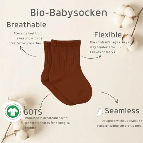 bistyle Baby Grip Ankle Socks 6 Pairs | Newborn Infant Toddlers Socks Organic Cotton | Kids Boys Girls Ankle 