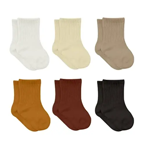 bistyle Baby Grip Ankle Socks 6 Pairs | Newborn Infant Toddlers Sock Organic Cotton | Kids Boys Girls Ankle - 6