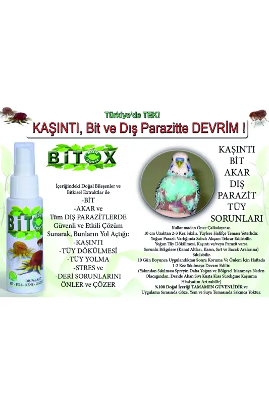 Bitox 100 ml to'ti, kanareyka va to'ti uchun qichima bit parazitlari uchun tuklarga sepiladigan dori - FORCE