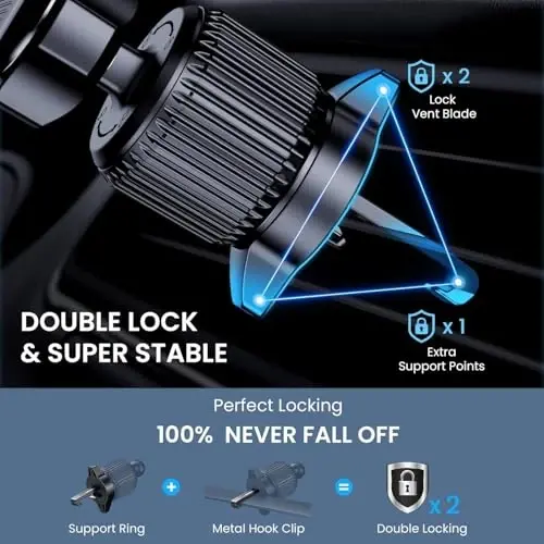 BIVGAZA Avtomobilingiz uchun telefon ushlagichi [Qalin g'ilofga mos] Avtomobil aksessuarlari Havo chiqarish joyi 360 daraja aylanish [Super barqaror] Asboblar paneli iPhone Android smartfon uchun telefon ushlagichi - 3