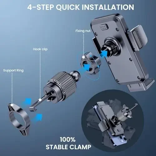 BIVGAZA Car Phone Holder for Your Car [Thick Case Friendly] Automobile Accessories Air Vent 360 Degree Rotation [Super Stable] Dashboard Cell Phone Holder Fit for iPhone Android Smartphone - 4