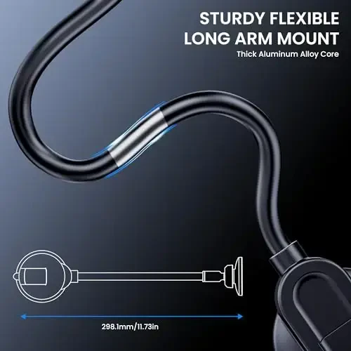 BIVGAZA Magsafe avtomobil ushlagichi uchun [Kuchli magnitlar va tebranishga qarshi] Magnit telefon ushlagichi avtomobil uchun 18 sm uzunlikdagi universal asboblar paneli avtomobil ushlagichi iPhone 15 14 13 12 Pro Max Plus Mag-Safe g'ilofi va barcha telefonlar uchun - 5