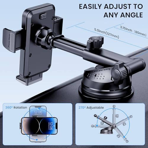 BIVGAZA Phone Holder Car [Military-Grade Suction] Universal Car Phone Holder [Thick Case Friendly] Automobile Accessories Dashboard Air Vent Windshield Phone Mount Fit for iPhone Android Smartphones - 4
