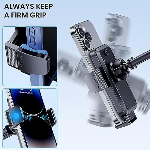BIVGAZA Phone Holder Car [Military-Grade Suction] Universal Car Phone Holder [Thick Case Friendly] Automobile Accessories Dashboard Air Vent Windshield Phone Mount Fit for iPhone Android Smartphones - 6