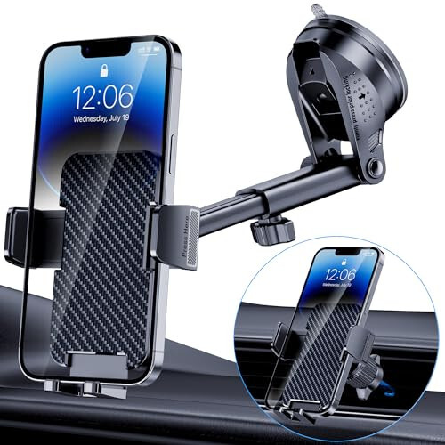BIVGAZA Phone Holder Car [Military-Grade Suction] Universal Car Phone Holder [Thick Case Friendly] Automobile Accessories Dashboard Air Vent Windshield Phone Mount Fit for iPhone Android Smartphones - BIVGAZA