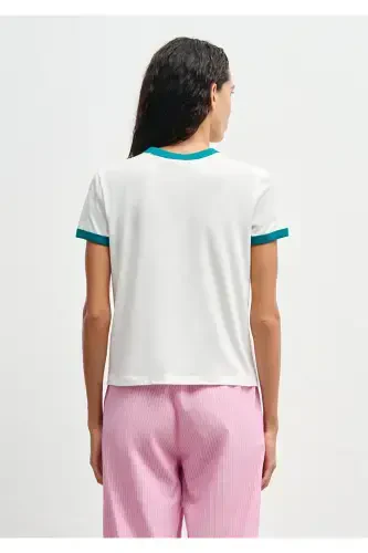 Biye Detalli Bosma Tişört Regular Fit / Normal K - 4