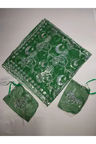 Biyeli Bordo Gelin Ve Tuğra Damat Kına Örtüsü Eldiveni Ve Kemeri Ile Kına Özel Duvak Seti - Bordo-ÇAM - 3
