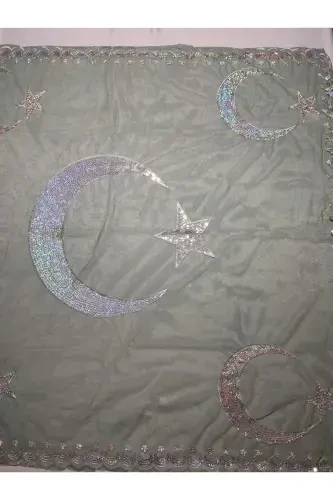 Biyeli Bordo Kelin Va Oy Yıldız Kuyov Xina Oʻrtisi Qoʻlqopi Va Kamari Bilan Xina Maxsus Doʻppisi Toʻplami-Bordo - 5