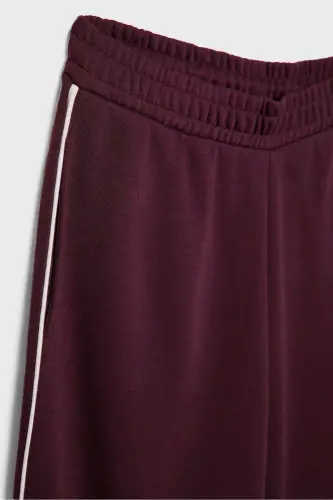 Biyeli geniş paça eşofman altı-Bordo - 8