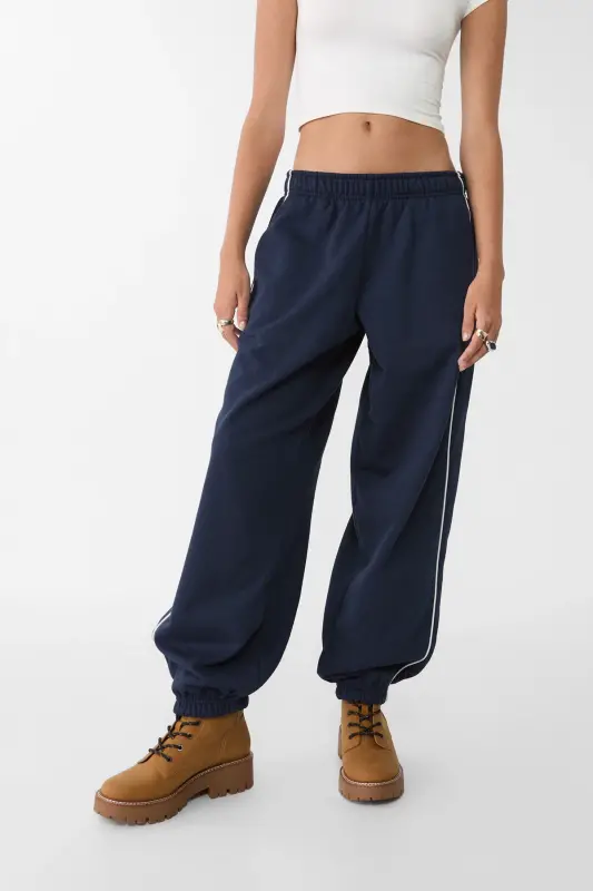 Biyeli jogger pantolon-Lacivert - 2
