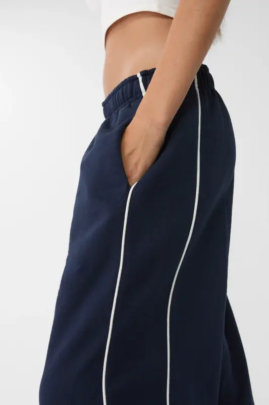 Biyeli jogger pantolon-Lacivert - 4