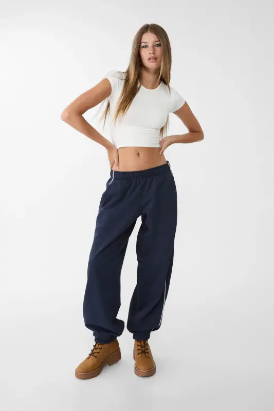 Biyeli jogger pantolon-Lacivert - STRADIVARIUS