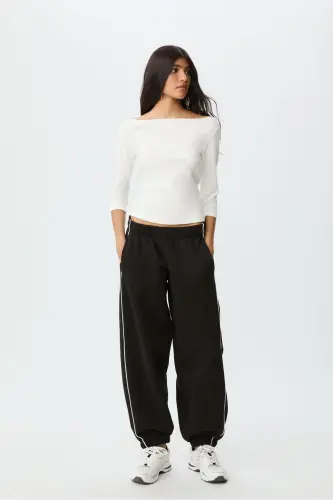 Biyeli jogger shim - Qora - 1