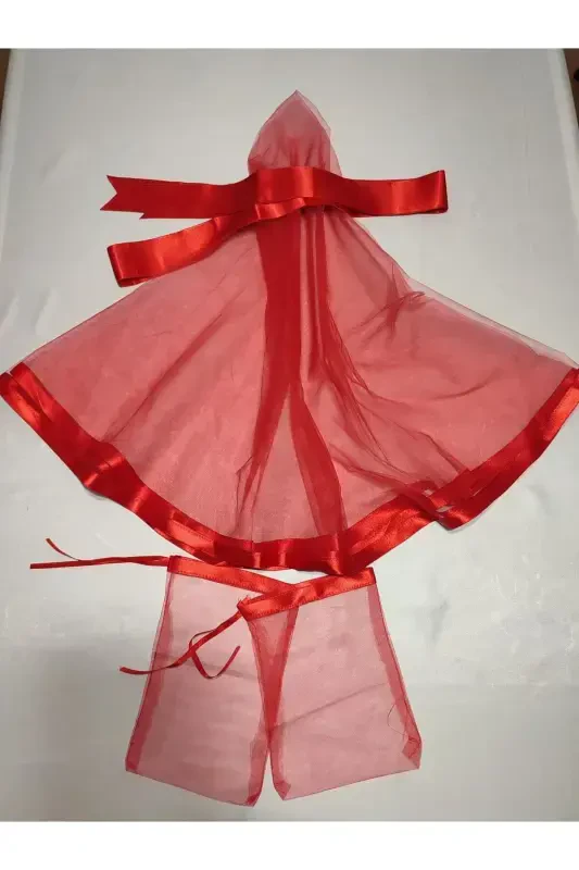 Biyeli Kırmızı Gelin Ve Tuğra Damat Kına Örtüsü Eldiveni Ve Kemeri Ile Kına Özel Duvak Seti-Kırmızı - 2