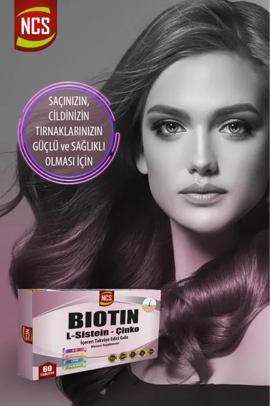 Biotin Folic Acid 60 Tablet L-sistein Metiyonin 2500 Mcg Çinko Vitamin B12 - 8