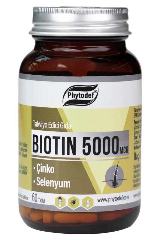 Biotin 5000 Mcg ( Saç, Tırnak Vitamini)- 60 Tablet - PHYTODEF