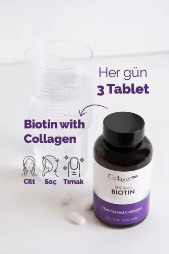 Saç Vitamini, Cilt & Tırnak, Biotin 5000mcg & Kolajen 1500mg X 90 Tablet - 2