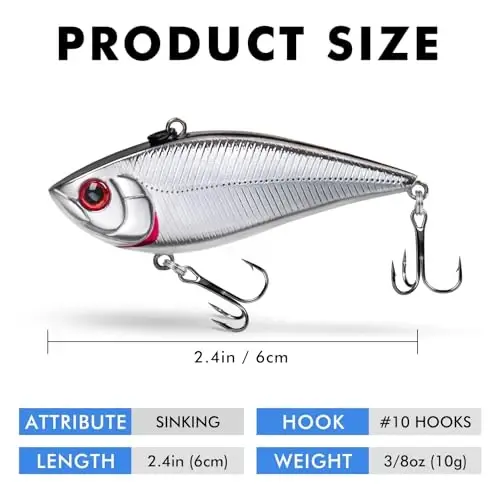 BKK İğneli TRUSCEND Easy Catch Crankbait, Levrek, Turna ve Sudak için Sığ veya Derin Dalan Suni Yemler, Daha Fazla Vuruş için Benzersiz Salınım Tasarımı, Vibe Dudaksız Crankbait Tatlı Su Tuzlu Su - 6