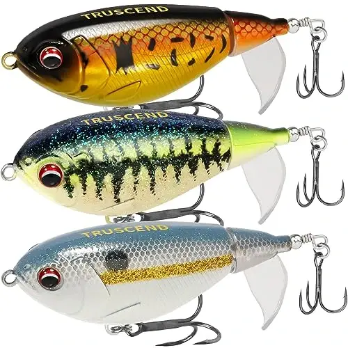 TRUSCEND Top Water Fishing Lures with BKK Hooks, Whopper Lure for Freshwater or Saltwater, Floating Lures for Bass Catfish Pike Walleye, Surface Wobble PoPobait Baits Teasers Fishing Gifts for Men - 2