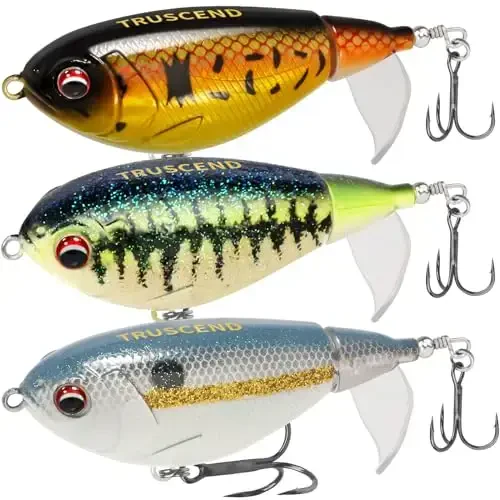 TRUSCEND Top Water Fishing Lures with BKK Hooks, Whopper Lure for Freshwater or Saltwater, Floating Lures for Bass Catfish Pike, Surface Wobble PoPobait Bass Baits Teasers Fishing Gifts for Men 