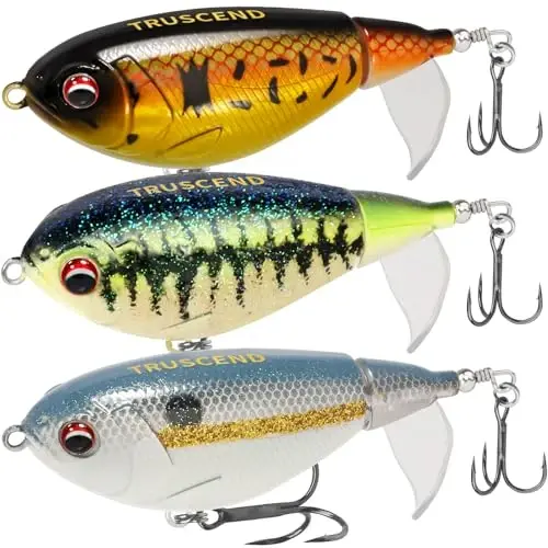 TRUSCEND Top Water Fishing Lures with BKK Hooks, Whopper Lure for Freshwater or Saltwater, Floating Lures for Bass Catfish Pike, Surface Wobble PoPobait Bass Baits Teasers Fishing Gifts for Men - TRUSCEND