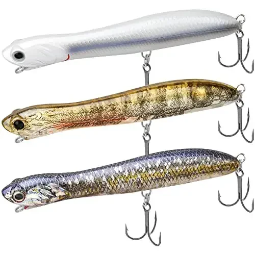 TRUSCEND Top Water Fishing Lures with BKK Hooks, Whopper Lure for Freshwater or Saltwater, Floating Lures for Bass Catfish Pike, Surface Wobble PoPobait Bass Baits Teasers Fishing Gifts for Men 