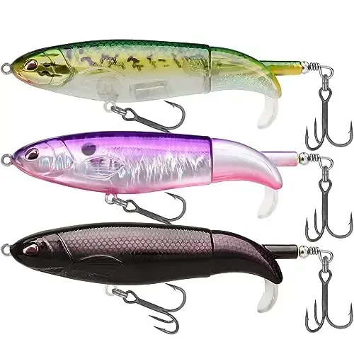 TRUSCEND Top Water Fishing Lures with BKK Hooks, Whopper Lure for Freshwater or Saltwater, Floating Lures for Bass Catfish Pike, Surface Wobble PoPobait Bass Baits Teasers Fishing Gifts for Men 