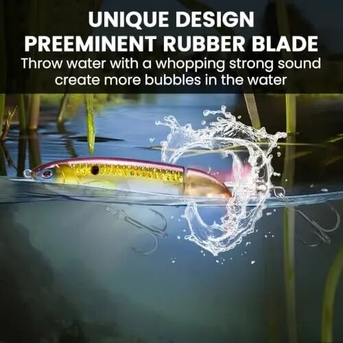 TRUSCEND Top Water Fishing Lures with BKK Hooks, Whopper Lure for Freshwater or Saltwater, Floating Lures for Bass Catfish Pike, Surface Wobble PoPobait Bass Baits Teasers Fishing Gifts for Men - 2