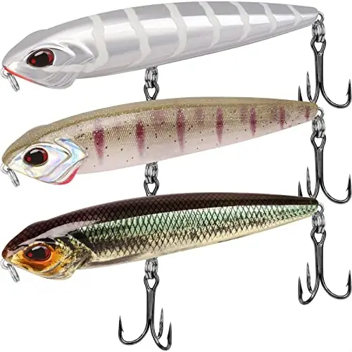 TRUSCEND Top Water Fishing Lures with BKK Hooks, Easy Catch Plopper Lure for Freshwater or Saltwater, Floating Lures for Bass Catfish Pike, Surface Wobble PoPobait Bass Baits Fishing Gifts for Men - 2