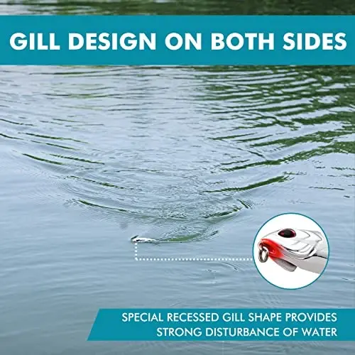 TRUSCEND Top Water Fishing Lures with BKK Hooks, Easy Catch Plopper Lure for Freshwater or Saltwater, Floating Lures for Bass Catfish Pike, Surface Wobble PoPobait Bass Baits Fishing Gifts for Men - 4