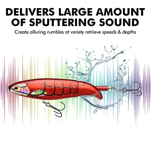 TRUSCEND Top Water Fishing Lures with BKK Hooks, Whopper Lure for Freshwater or Saltwater, Floating Lures for Bass Catfish Pike Walleye, Surface Wobble PoPobait Baits Teasers Fishing Gifts for Men - 6