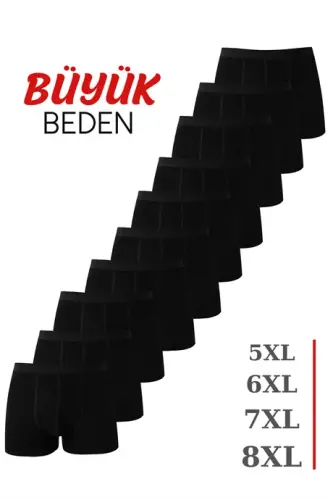 Black 10-Pack Plus Size Men's Cotton Lycra Boxer Briefs - 3