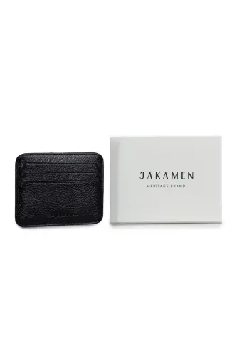 Black 100% Leather Card Holder - 4