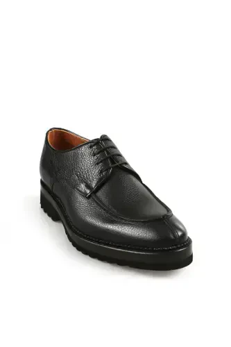 Black 100% Leather Eva Sole Oxford Casual Shoe - JAKAMEN (1)