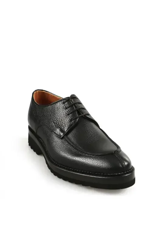 Black 100% Leather Eva Sole Oxford Casual Shoe - 2