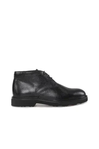 Black 100% Leather Lace-up Boots - 1