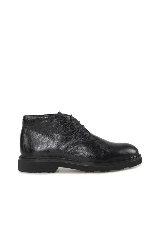 Black 100% Leather Lace-up Boots - 1